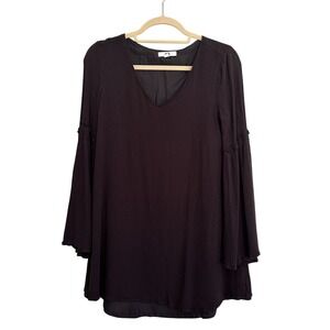 Jack Michaelis‎ Crepe Bell Sleeve Mini Dress Black Size XS